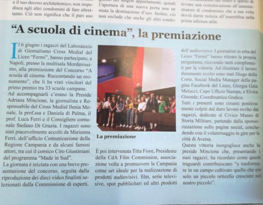 “A SCUOLA DI CINEMA”, LA PREMIAZIONE, NERO SU BIANCO 24/06/2018